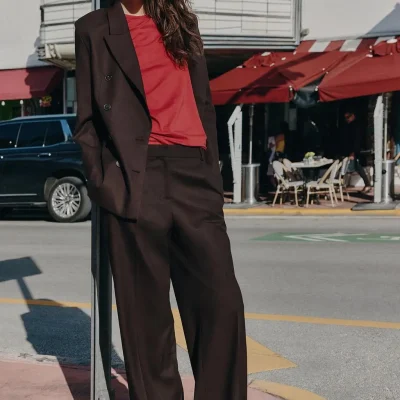 شلوار راسته با پنس و جلو بسته zara