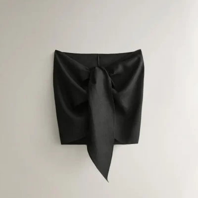 پارئو کوتاه کتانی با گره جلو zara