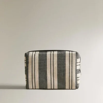 کیف آرایشی پارچه‌ای پنبه‌ای راه راه ضد آب zara