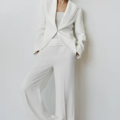 کت بلیزر اسمکینگ ZW COLLECTION با نخ کتان zara
