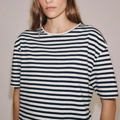 تیشرت آستین کوتاه راه‌راه زنانه zara