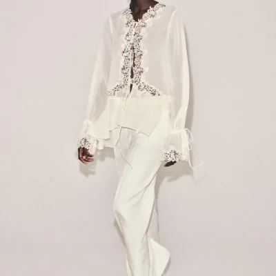 بلوز کنتراست دانتل ZW COLLECTION zara