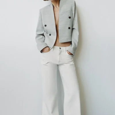 شلوار جین کمر پایین و پاچه گشاد ZW COLLECTION zara