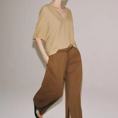 شلوار پنبهای ضخیم بالون با برش zara