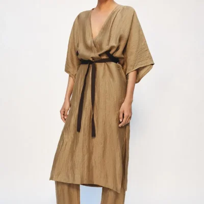 تونیک لباس زنانه از جنس مخلوط کتان ZW Collection zara