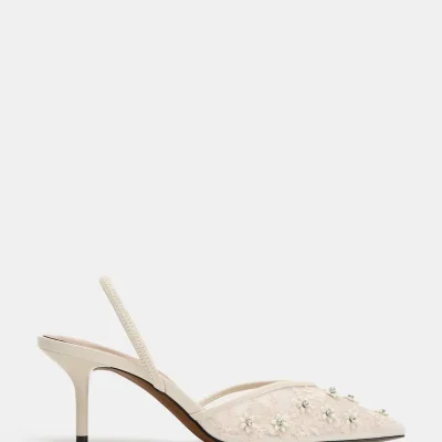 کفش پاشنه‌دار فایلی با مهره و پاپیون zara
