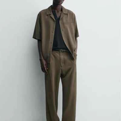 شلوار ریلکس فیت دکوملو (دکومه) مردانه zara