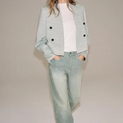 شلوار جین کمرمردن راسته خط‌دار ZW COLLECTION zara