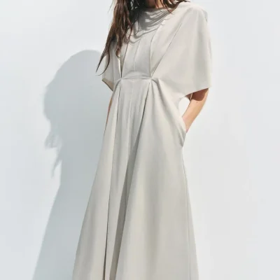 پیراهن میدی پلیسه دار پوپلین ZW COLLECTION zara