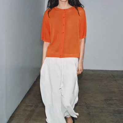 هیرکا تریکو آستین کوتاه دکمه‌دار zara