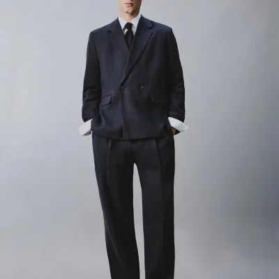 شلوار کتان پنبه‌ای چیندار ست zara
