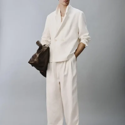 شلوار ست ریلکس فیت از جنس ویسکوز و کتان zara