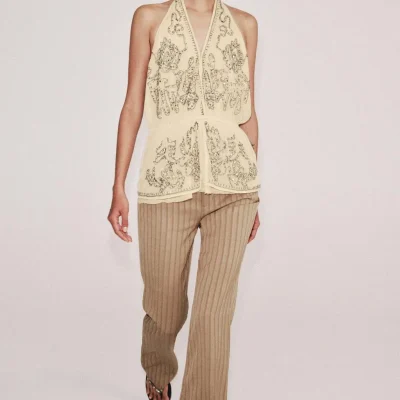 ZW COLLECTION LIMITED EDITION تاپ هالتر یقه‌دار با گلدوزی zara