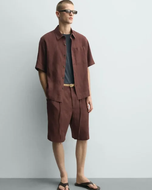 پیراهن تابستانه مردانه مدل RELAXED FIT با پارچه ترکیبی کتان