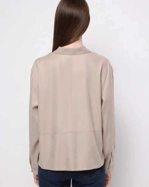 پیراهن آستین بلند زنانه بژ مدل Relax Fit Shirt Neck
