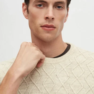 پلیور مردانه Slim Fit خطی فرمول‌دار یقه پولو سیاه Efor