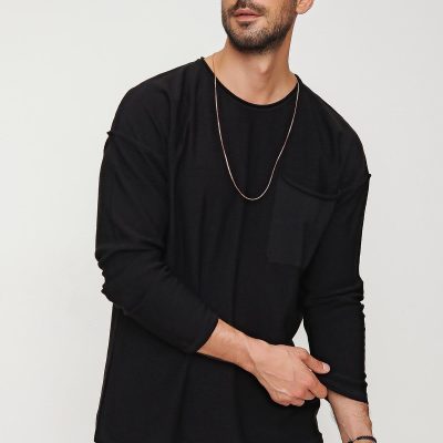 پیراهن 5004F مردانه بافتنی مشکی Cizgi Triko