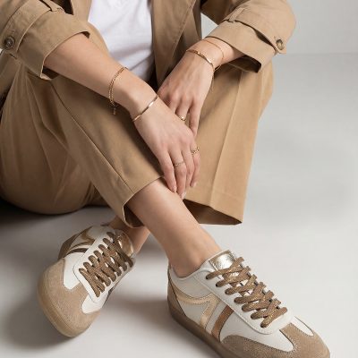 کفش اسپرت زنانه تیون ویزون بنددار با زیره تخت - Altın