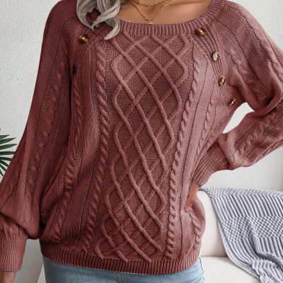 ژاکت زنانه سفید با یقه قایقی و طرح بافت مویی و دکمه‌های تزیینی - TARÇIN