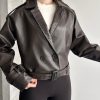 کت چرم زنانه قهوه‌ای Vess Moda