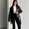 کت چرم زنانه قهوه‌ای Vess Moda