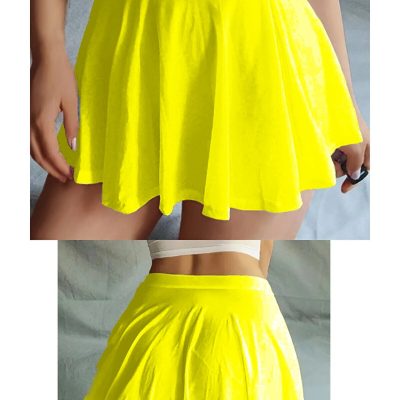 دامن چین دار فول لیکرا با کش کمر - مدل زنگوله ای - Sarı