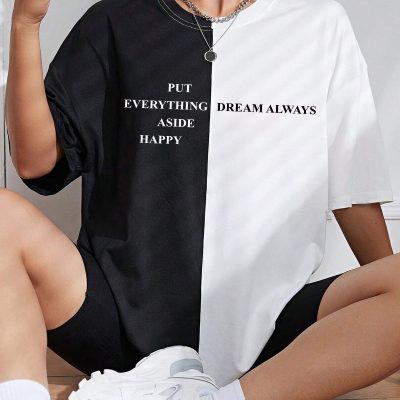 تیشرت اورسایز طرح یونیسکس Everything - مشکی
