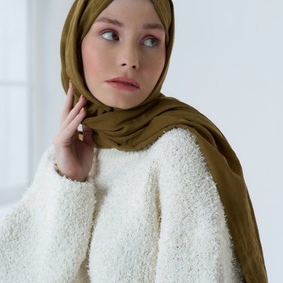 شال نئو پنبه ای رنگ بژ - koyu bronz