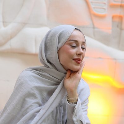 شال نئو پنبه ای رنگ بژ - gri buz