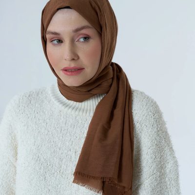 شال نئو پنبه ای رنگ بژ - قهوه‌ای
