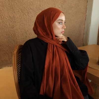 شال نئو پنبه ای رنگ بژ - Kiremit