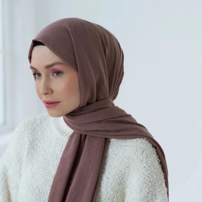 شال نئو پنبه ای رنگ بژ - tozlu kahve