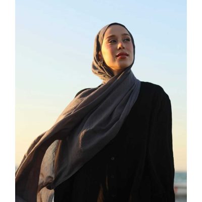شال نئو پنبه ای رنگ بژ - koyu gri