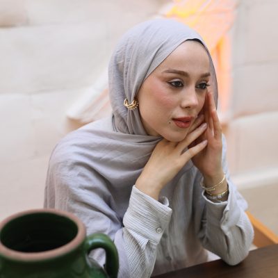 شال نئو پنبه ای طوسی روشن