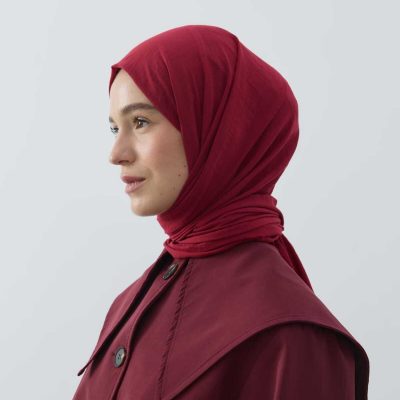 شال نئو پنبه ای رنگ بژ - شرابی