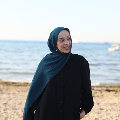 شال نئو پنبه ای رنگ بژ - koyu petrol