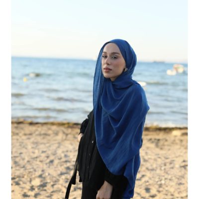 شال نئو پنبه ای رنگ بژ - Gece Mavisi
