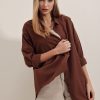 پیراهن 3900 زنانه اورسایز قهوه‌ای Bigdart