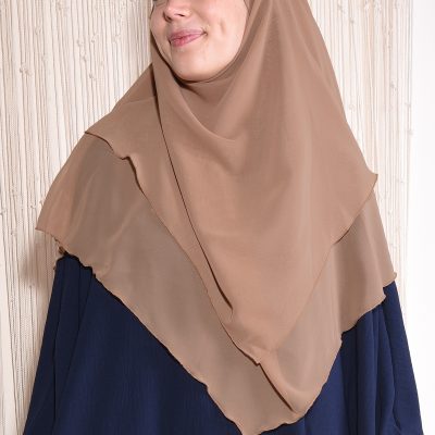 Sufle Khimar Tesettür Peçeli Orta Boy Şal Taba