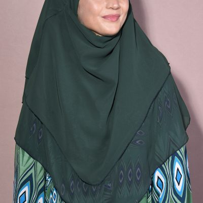 Sufle Khimar Peçeli Tesettür Şal Zümrüt Yeşili