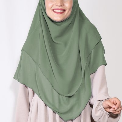 شال شیفون سه لایه نقاب‌دار سوفله خیمه متوسط سبز ملایم