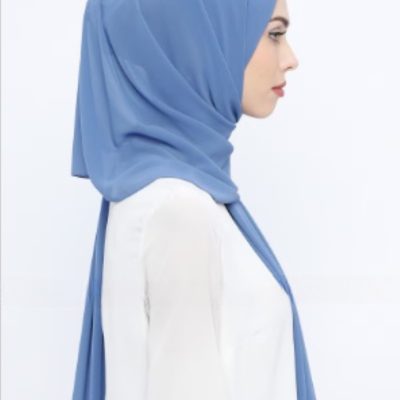 شال کِرپ شیفون قهوه‌ای روشن - Açık İndigo