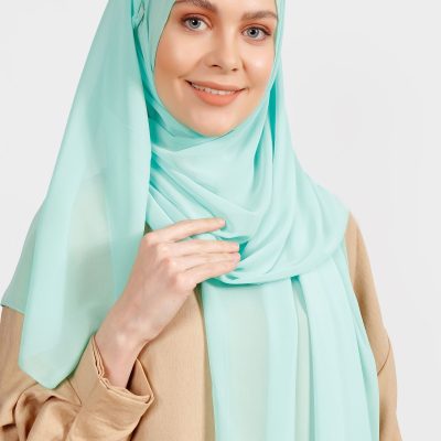شال کِرپ شیفون قهوه‌ای روشن - Turkuaz