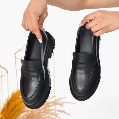 کفش زنانه لوففر مک‌آسی با کف ضخیم - Siyah biye aksesuar