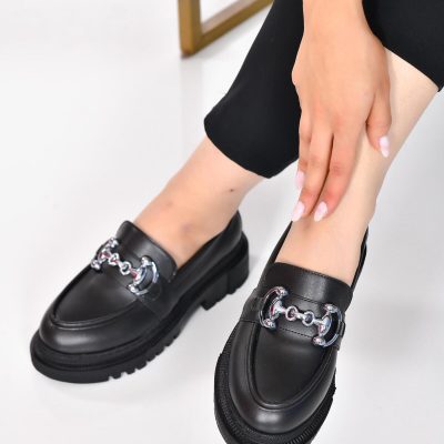 کفش زنانه لوففر مک‌آسی با کف ضخیم - Siyah gucci füme toka