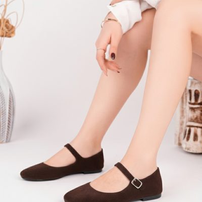 کفش بابت چرم اصل زنانه قهوه‌ای جیر DP58-4058