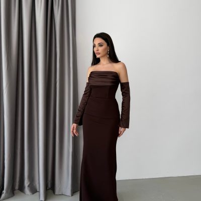 پیراهن مجلسی میدی کتان هالتر Massimo Dutti