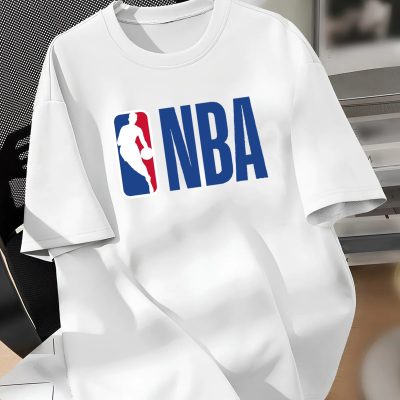 تیشرت یقه گرد پنبه‌ای اورسایز طرح NBA زنانه و مردانه - BEYAZZZ