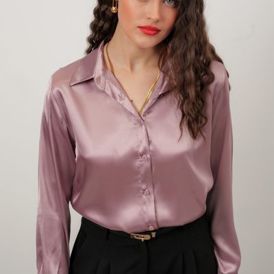 پیراهن ساتن زنانه رنگ رز صورتی با سایز بندی گسترده