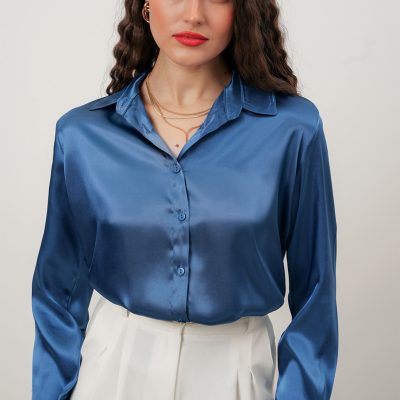 پیراهن زنانه ساتن نفتی با سایز بندی گسترده